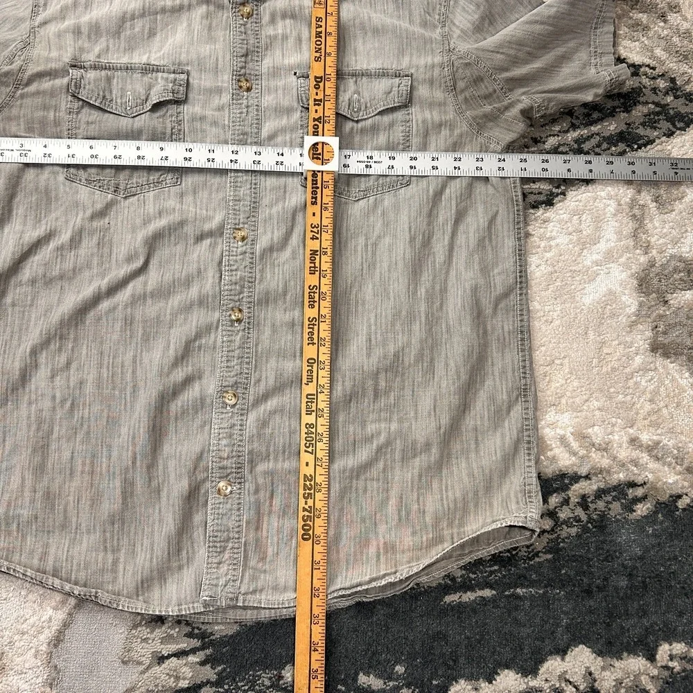 Duluth Shirt Mens Extra Large Tall Gray Heathered Cotton Round Hem Button Down‎